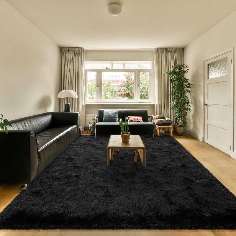 HOMORE Black Rugs for Living Room, 5x8 Area Rugs for Bedroom Fluffy Furry Rug for Kids Room, Large Shaggy Rug for Teen Boys Girls Room, Big Fuzzy Carpet for Dorm Home Decor - Image 4